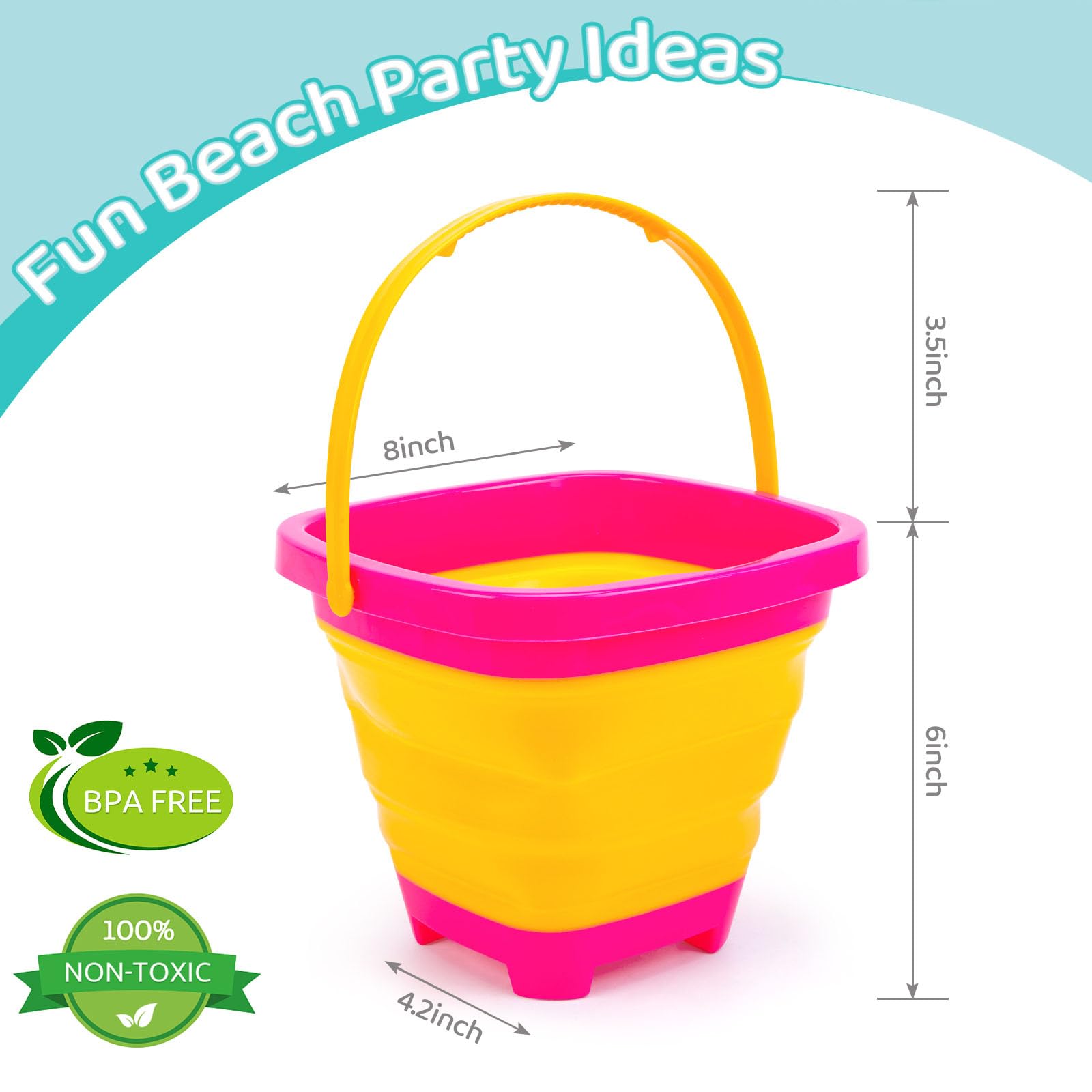 Shindel foldable pail bucket pink and orange ideal for quick sand play