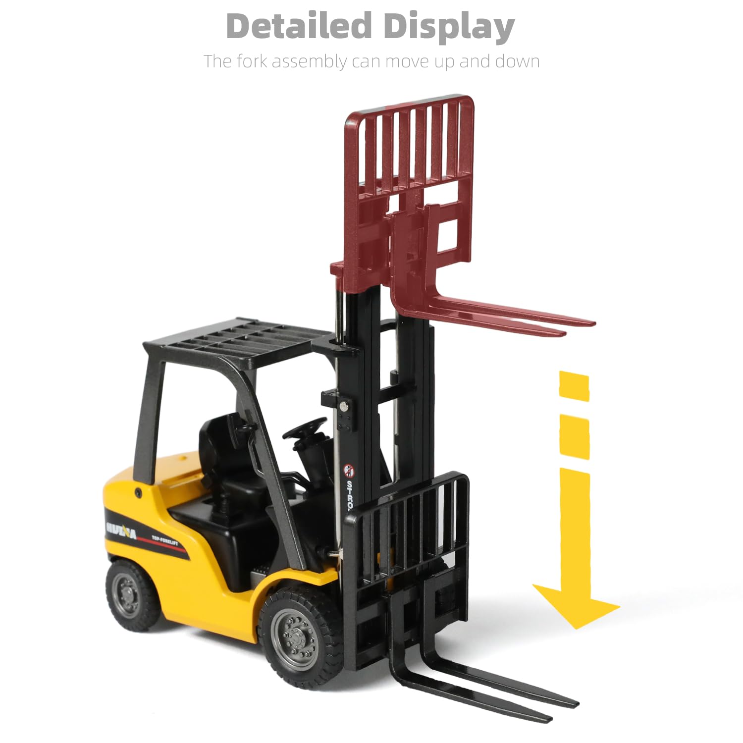 SHINESIGNAL Liftable Forklift Toy scale cabin highlights interior details