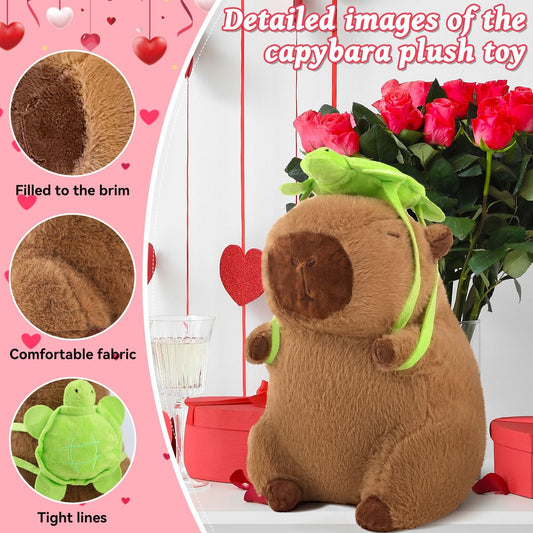 SHINUOER capybara plush close-up shows soft plush fabric and gentle stitching