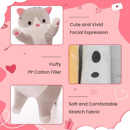 SHINUOER kawaii cat plush face detail highlights soft fluffy texture for cuddles.