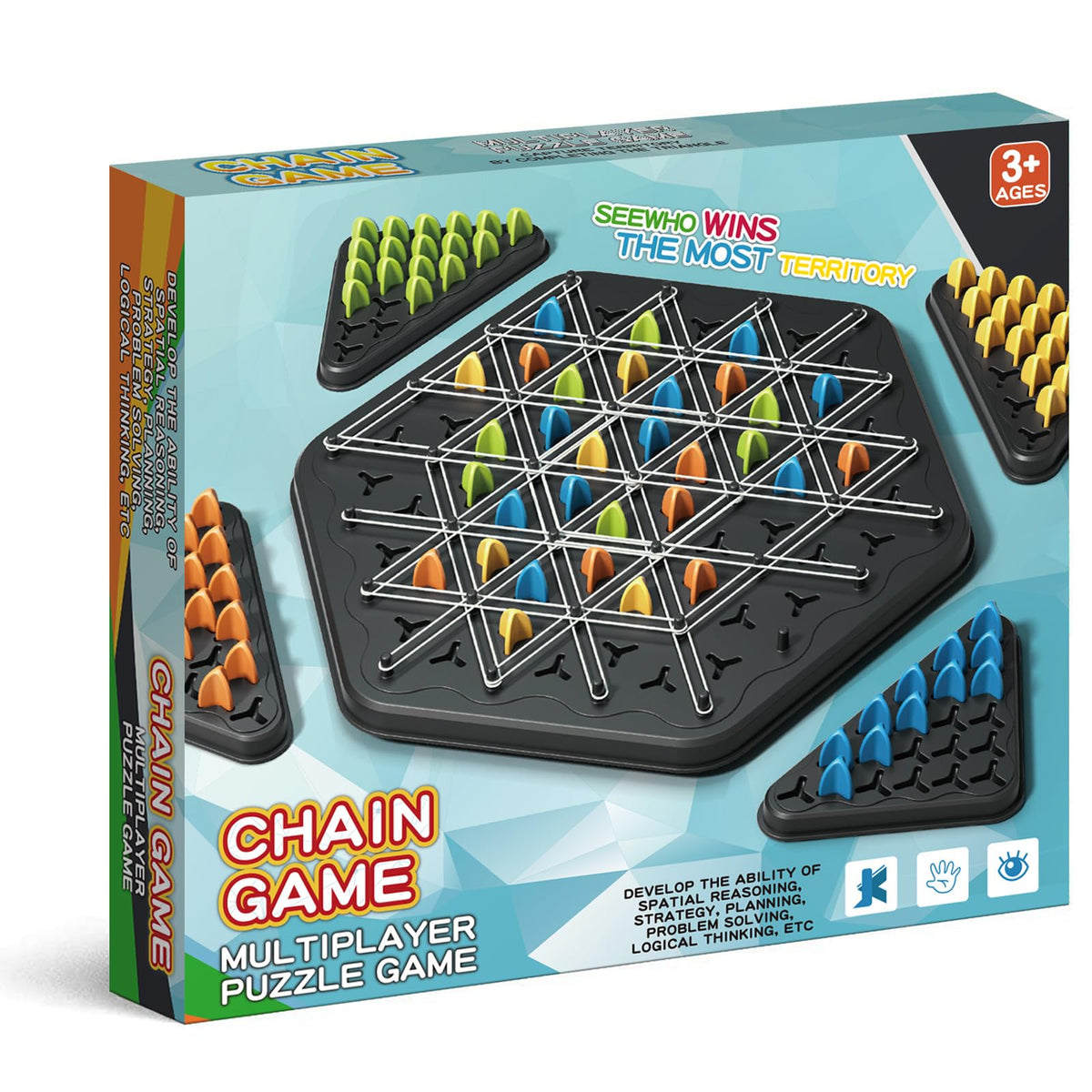 SHINXIN Chain Triangle Chess board setup for family game night and strategy exploration