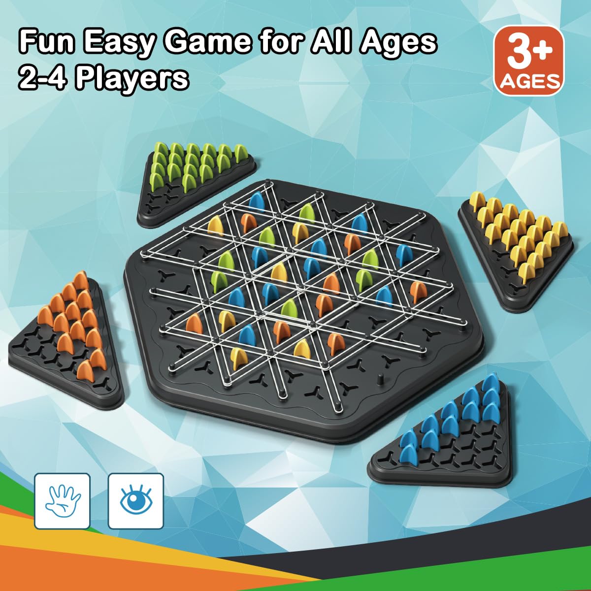 SHINXIN Chain Triangle Chess tokens and 84 pieces ready for colorful play