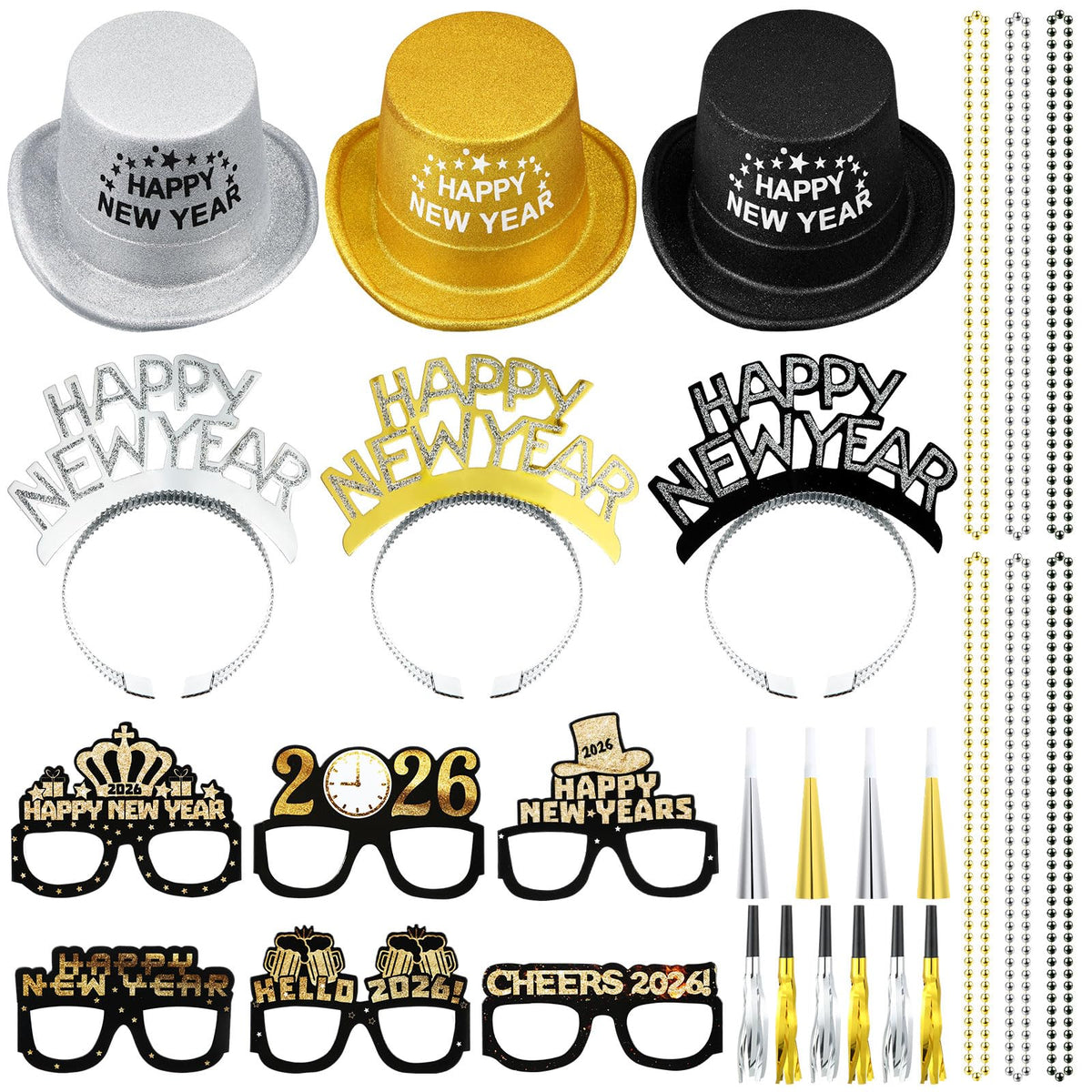 ShinyMatch top hats add a festive, elegant touch to your New Year party.
