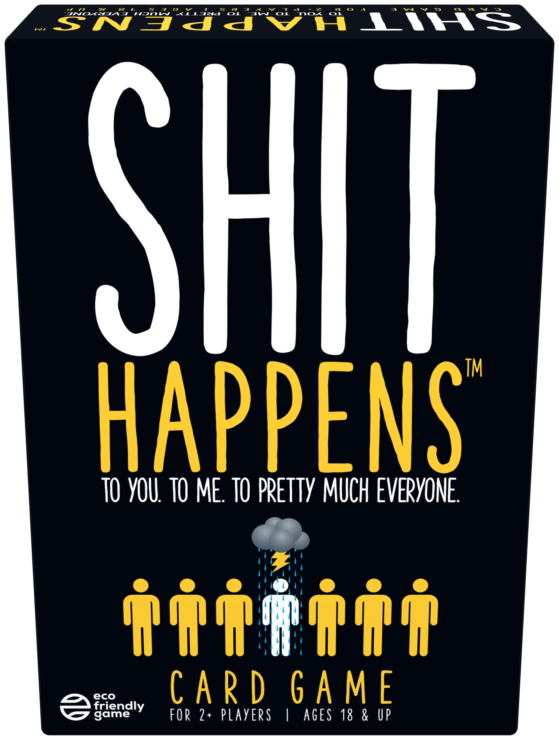 Shit Happens Misery Index card deck laid out for party ranking