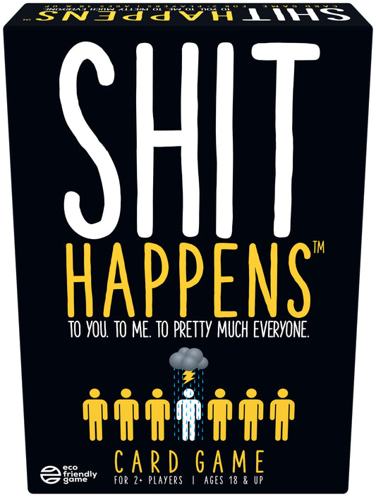 Shit Happens Misery Index card deck laid out for party ranking