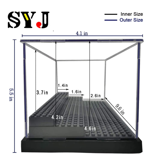 SHIYIJIA display case panels protecting figures from dust while showing details