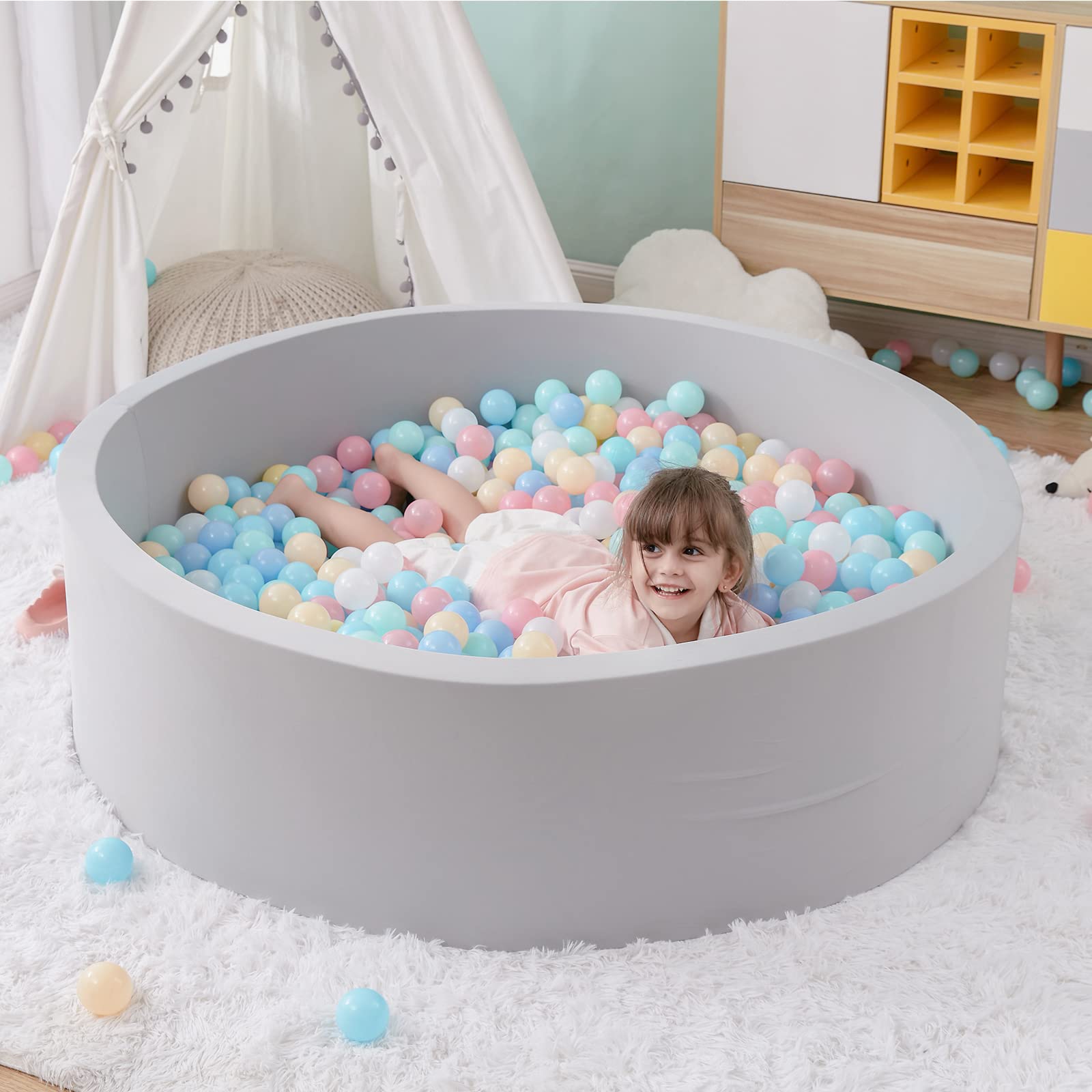 SHJADE foam ball pit for babies and toddlers versatile indoor activity.