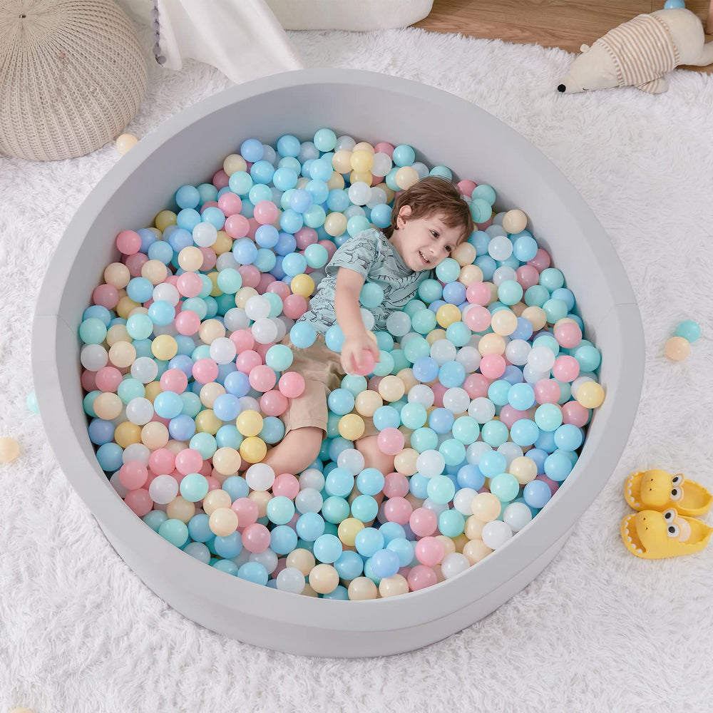 SHJADE ball pit grey color sleek design fits nursery decor.