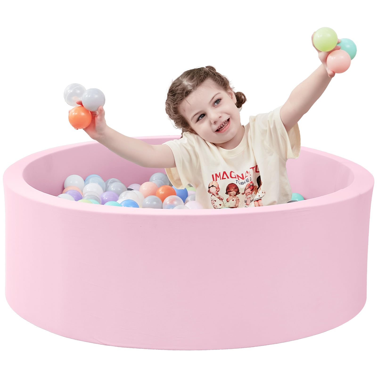 SHJADE ball pit pink for toddlers with soft foam cushions for safe indoor play