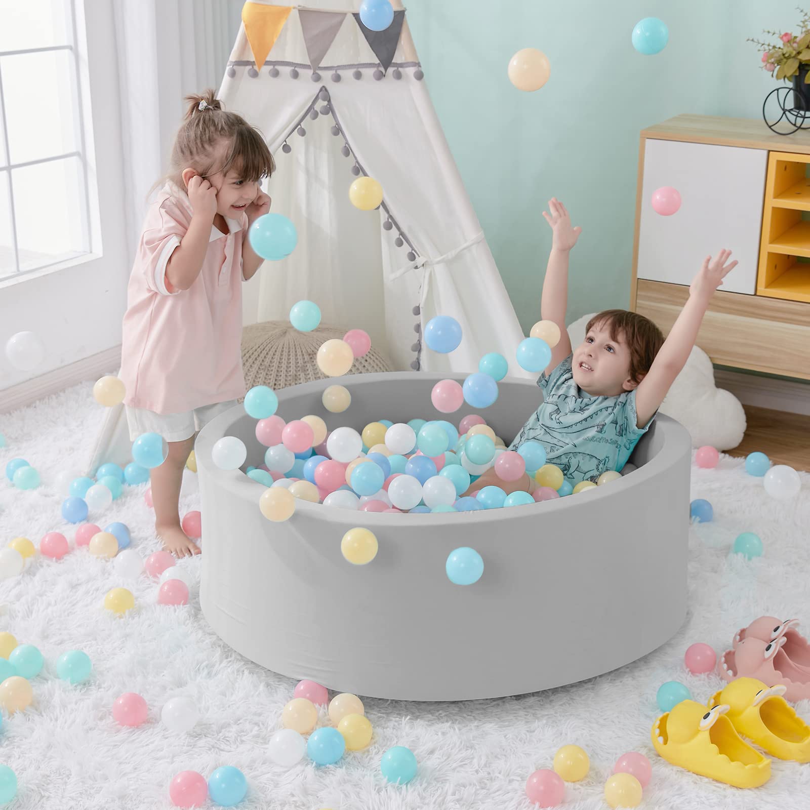 SHJADE round ball pit gradually regains its shape for optimal play space.