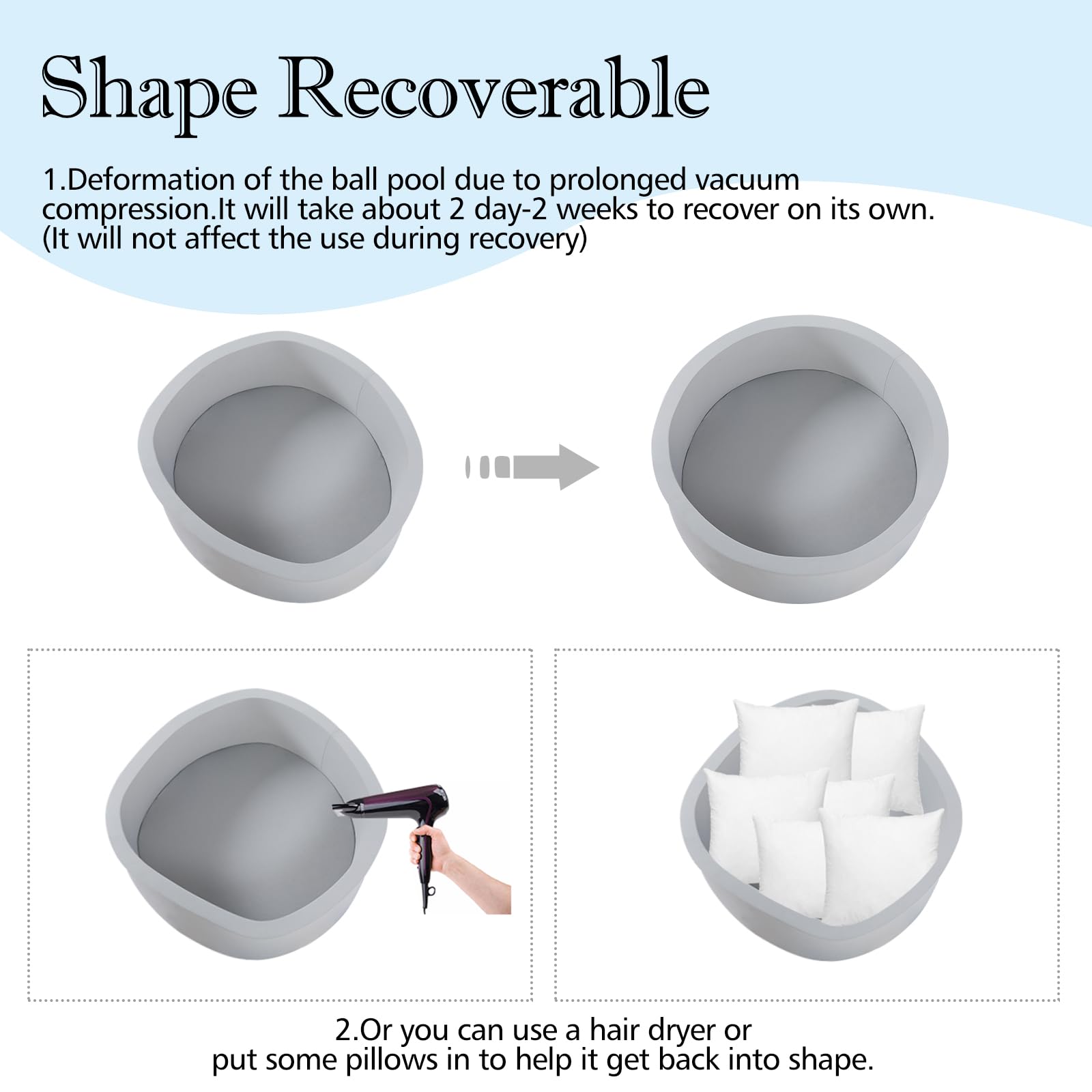 SHJADE ball pit vacuum-packed expands to full round shape.