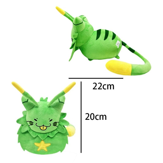Close-up of ears on Shopular Regretavator plush, green alien cat