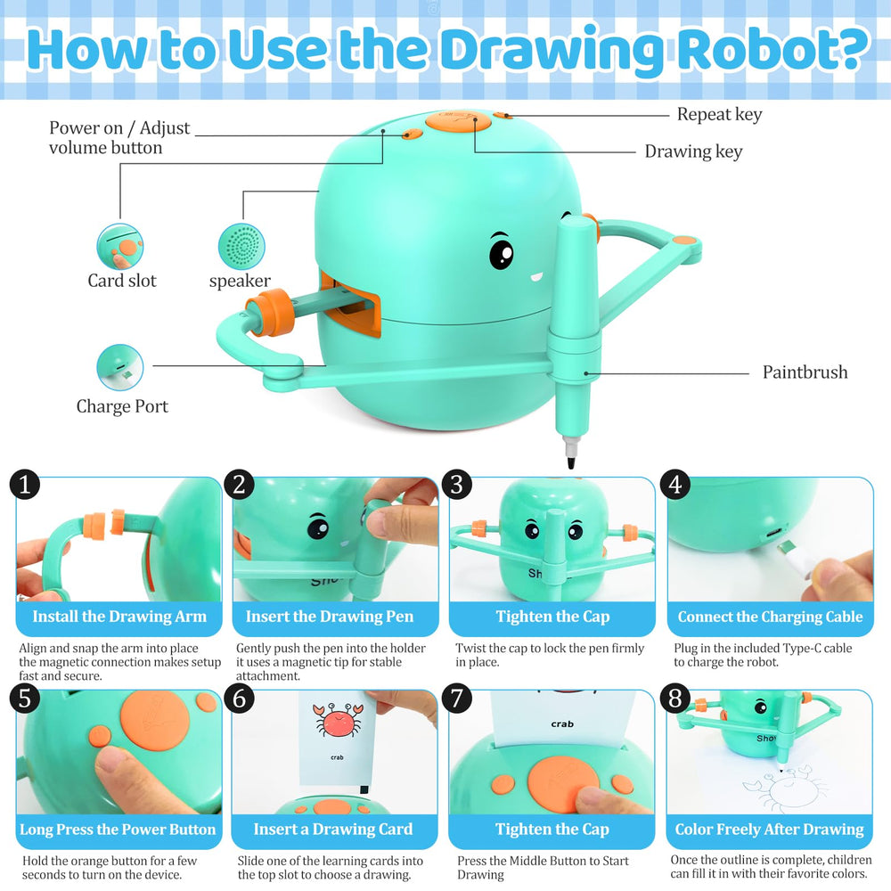 Shovira drawing robot in action outlining shapes for easy replication