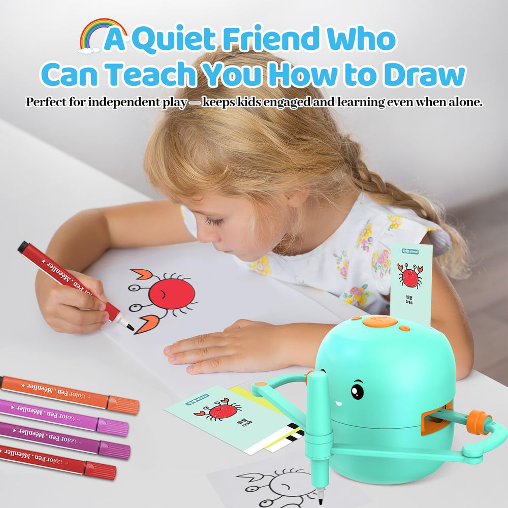 Shovira drawing robot connected to USB charging for continuous play