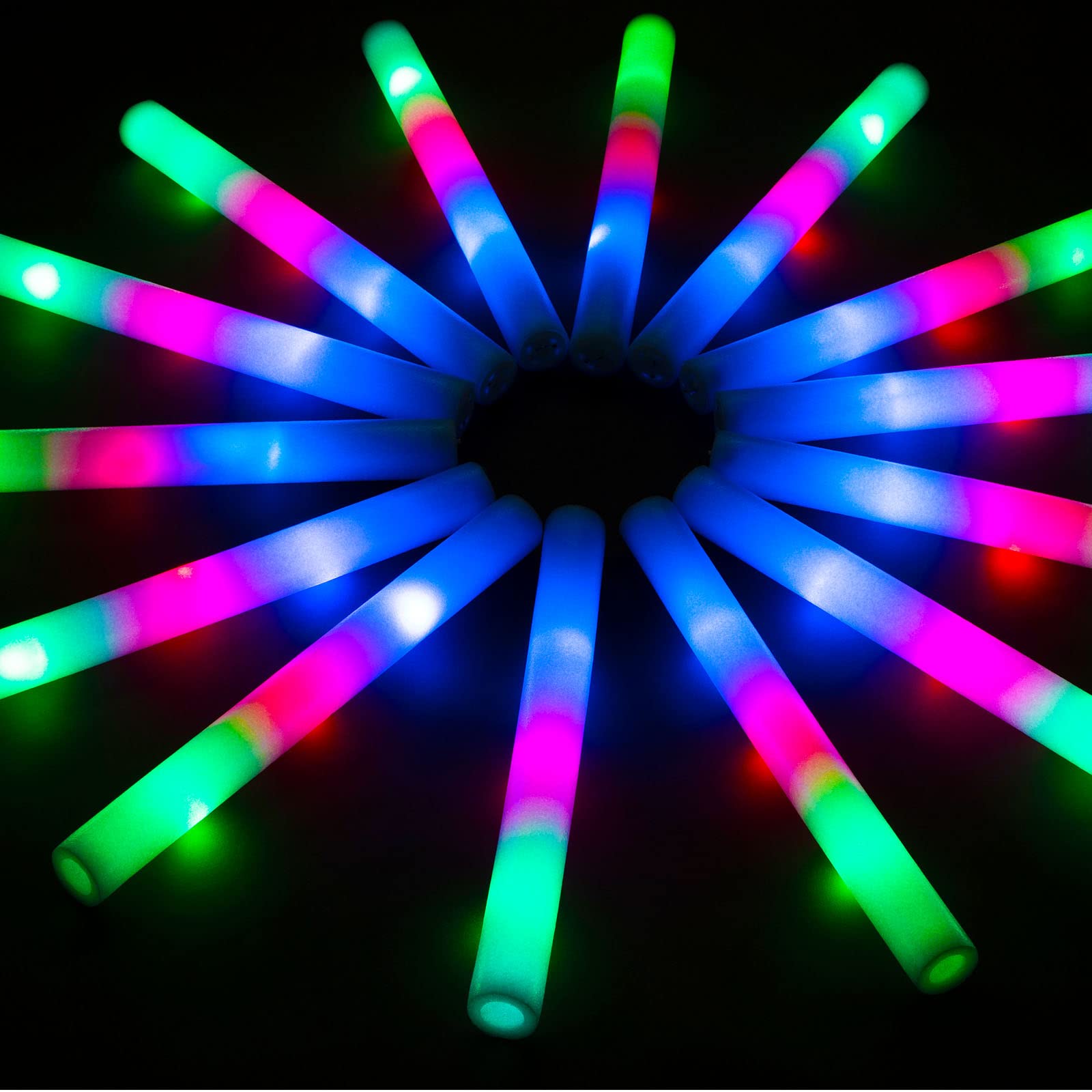 SHQDD 105 PCS LED foam glow sticks box glows brightly for all-night parties.