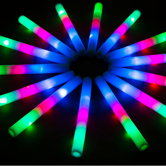 SHQDD 105 PCS LED foam glow sticks box glows brightly for all-night parties.