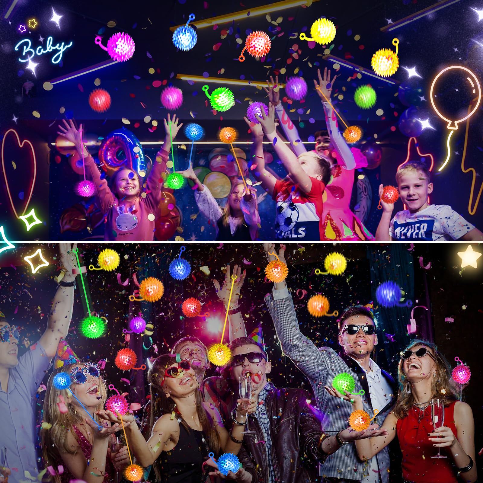 SHQDD bouncy ball orange glow enhances party games with visible LED light.
