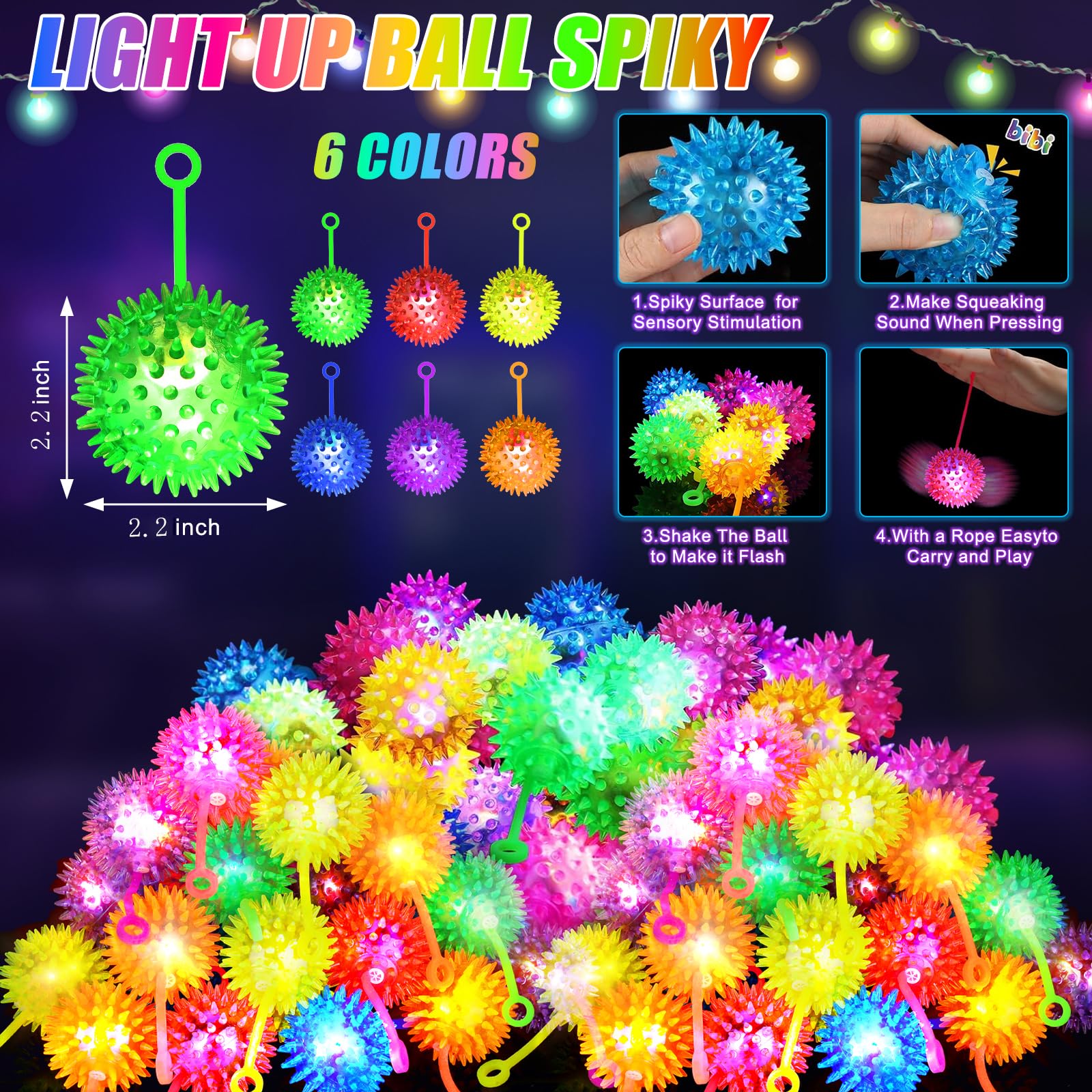 SHQDD bouncy ball yellow glow with flashing LEDs for energetic games.