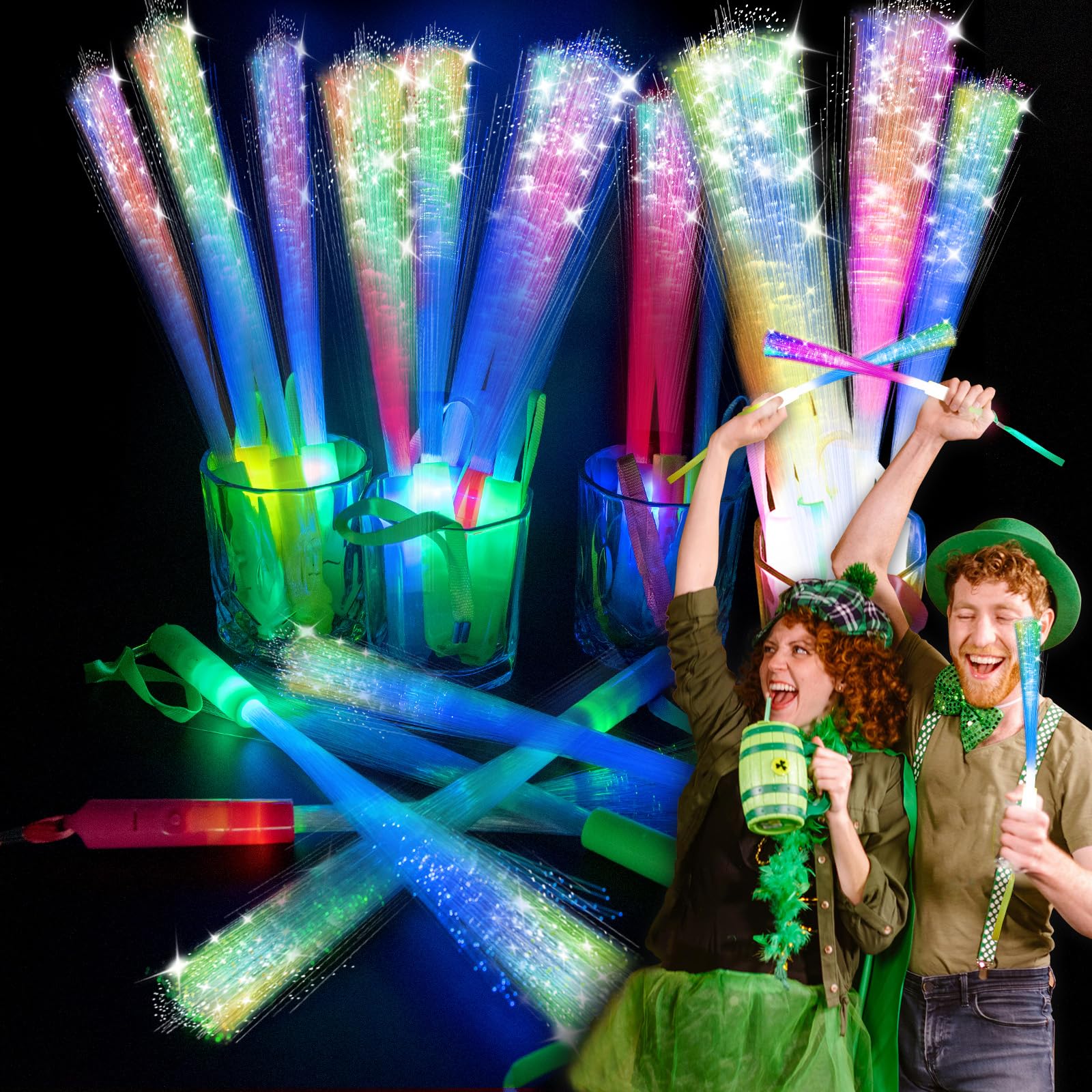 SHQDD glow fiber wand 74-pack for vibrant party visuals and easy sharing.