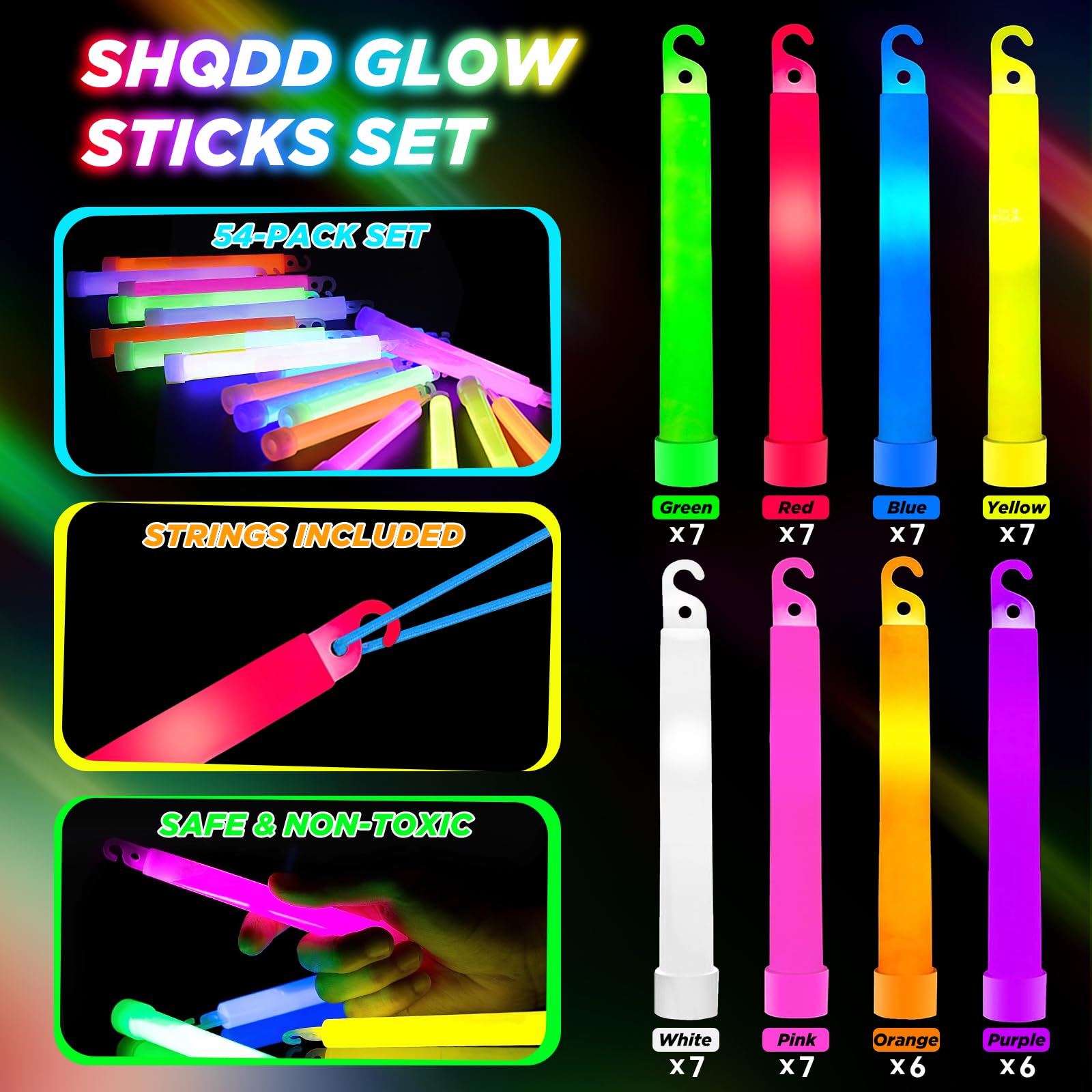 SHQDD kids classroom rewards with safe, non-toxic glow sticks.