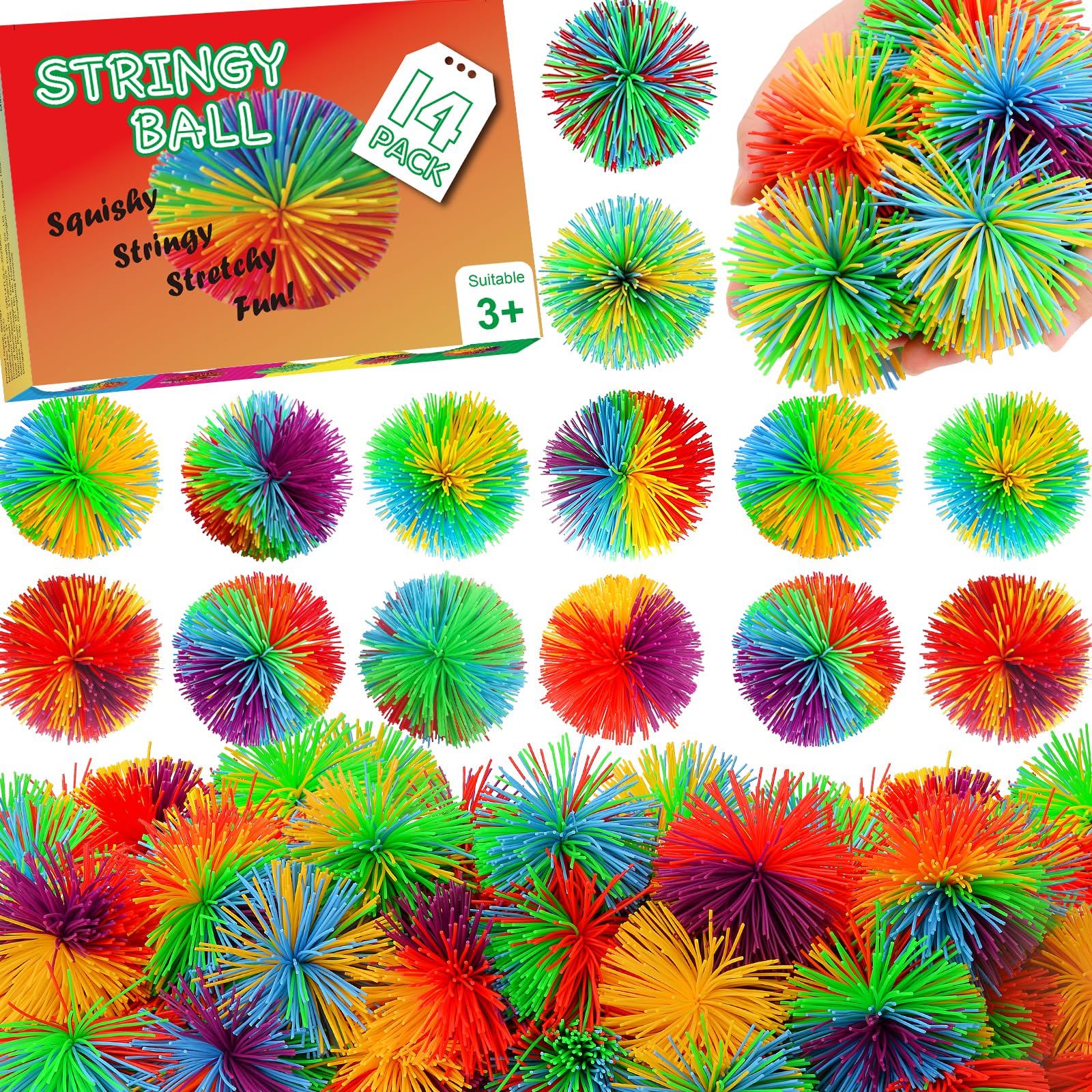 SHQDD stringy balls 14pcs pack close-up for tactile fun and focus