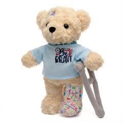 SHSEEN Get Well Soon Bear with switchable crutches and cast for versatile recovery play