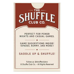 Saloon-scene artwork on cards adds Western flair to game nights.