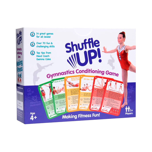 Shuffle Up Gymnastics card set with 70+ skills cards to boost active play.