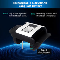 Retractable wings on ShuffleBox S1 adjust to standard and jumbo cards.