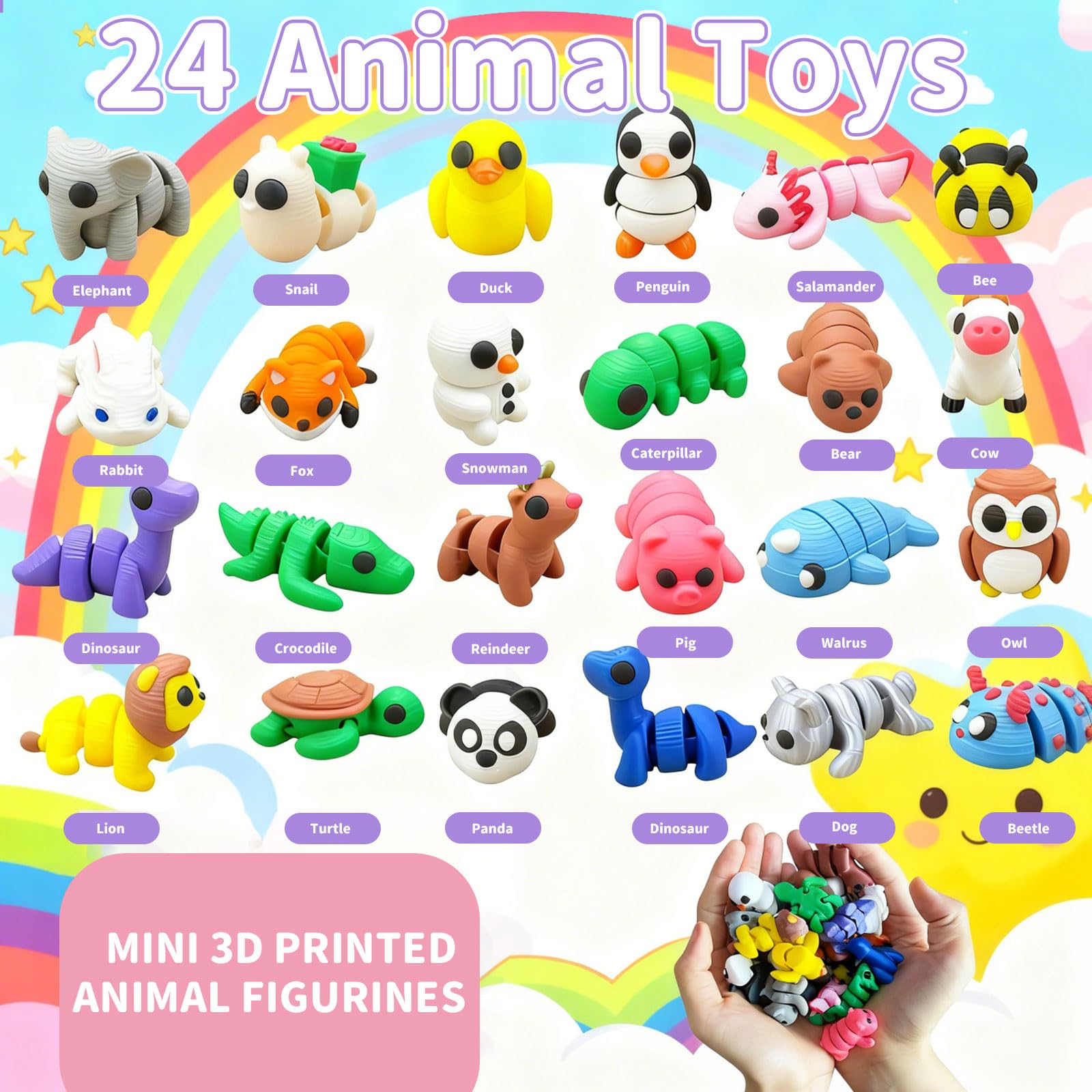 SHULI 24-piece 3D animal set closeup reveals crisp details for storytelling