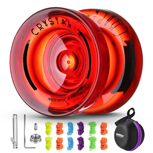 ShungRu K2 Crystal red yoyo front view showing beginner-friendly, smooth responsive return.