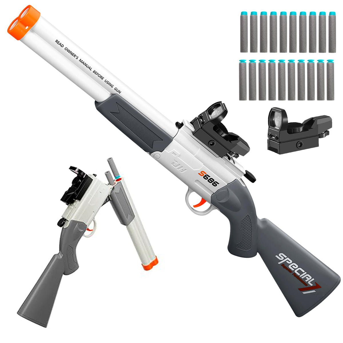 Shushuzz cool toy shotgun full view shows realistic design for play