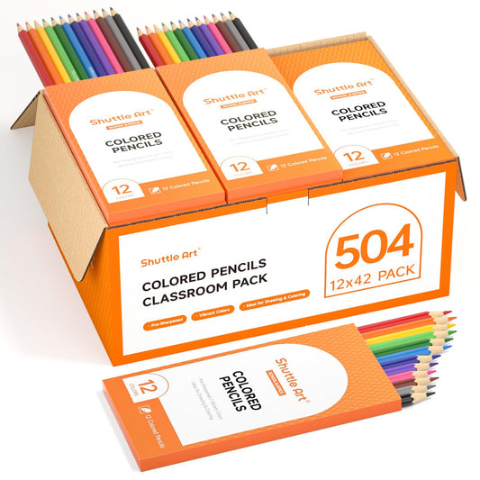 Shuttle Art 504-pack-12-colors: diverse classroom palette for bold sketches and projects.