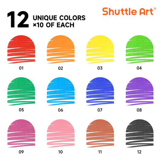 Shuttle Art assorted colors conical tip markers for versatile lines and broad coloring.