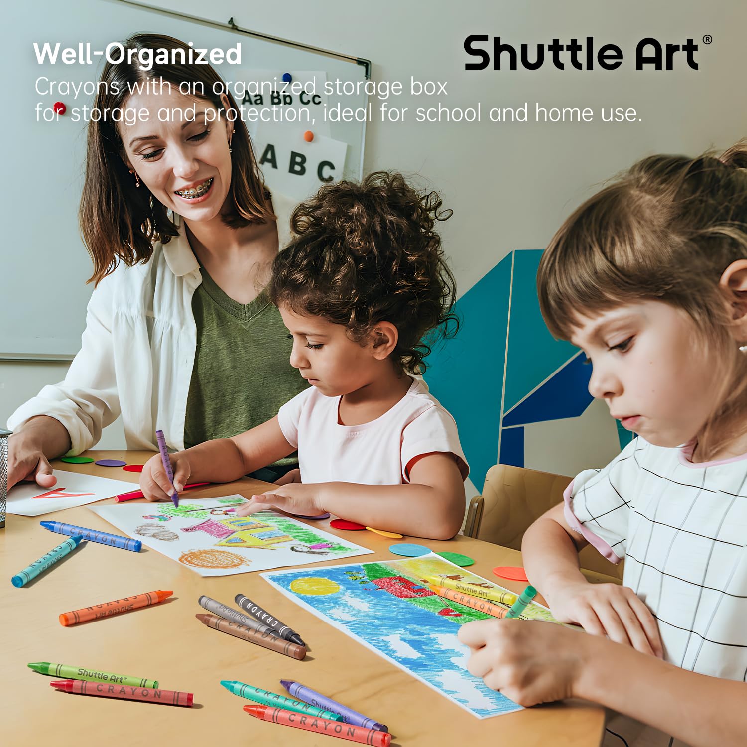 Shuttle Art classroom-ready crayon set ideal for teachers and homeschool crafts