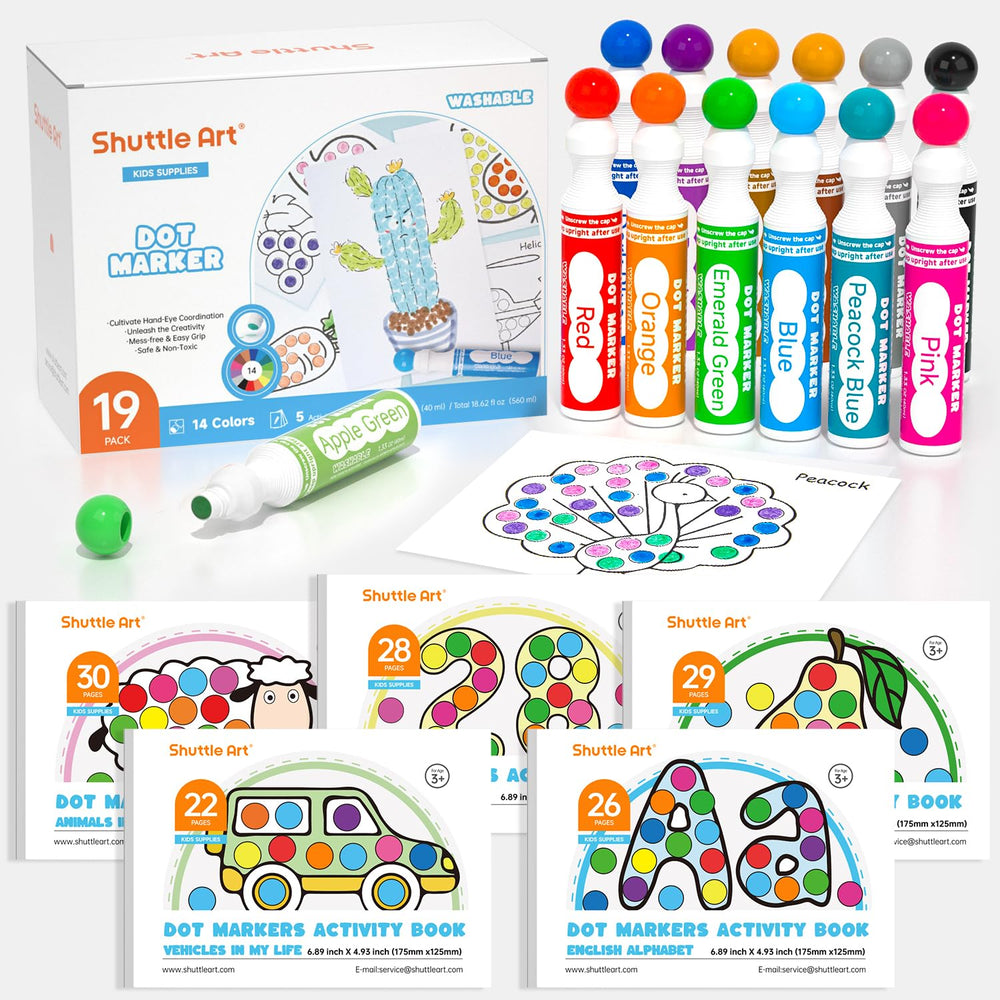 Shuttle Art dot markers 14-color pack for vibrant, creative play