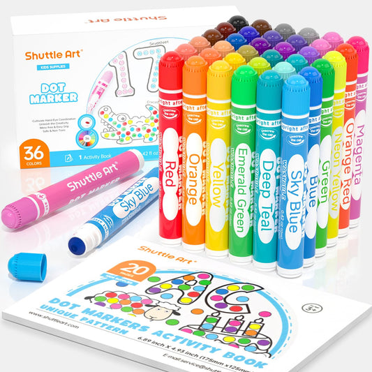 Shuttle Art dot markers with the free activity book for creative dot art sessions
