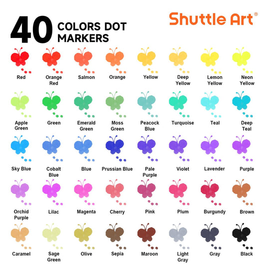 Shuttle Art dot markers include an activity book for guided, creative play.