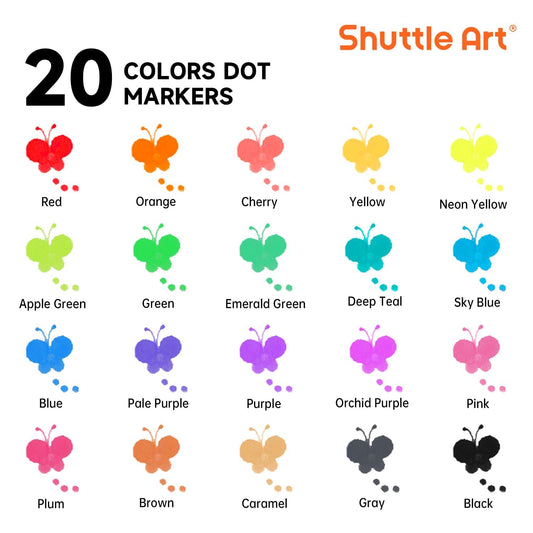 Shuttle Art markers designed for small fingers, easy grip for toddlers.