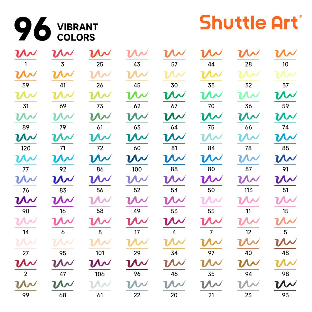 Shuttle Art 96-color swatches shown for planning color schemes