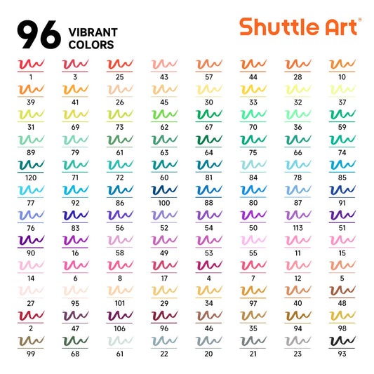 Shuttle Art 96-color swatches shown for planning color schemes