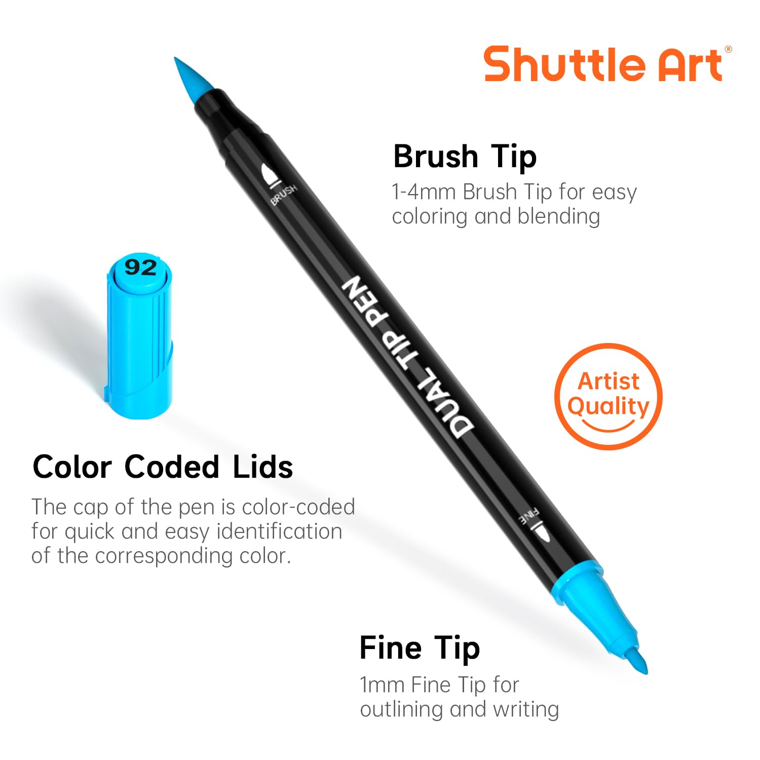 Shuttle Art brush tip detail demonstrates flexible 1-4 mm brush