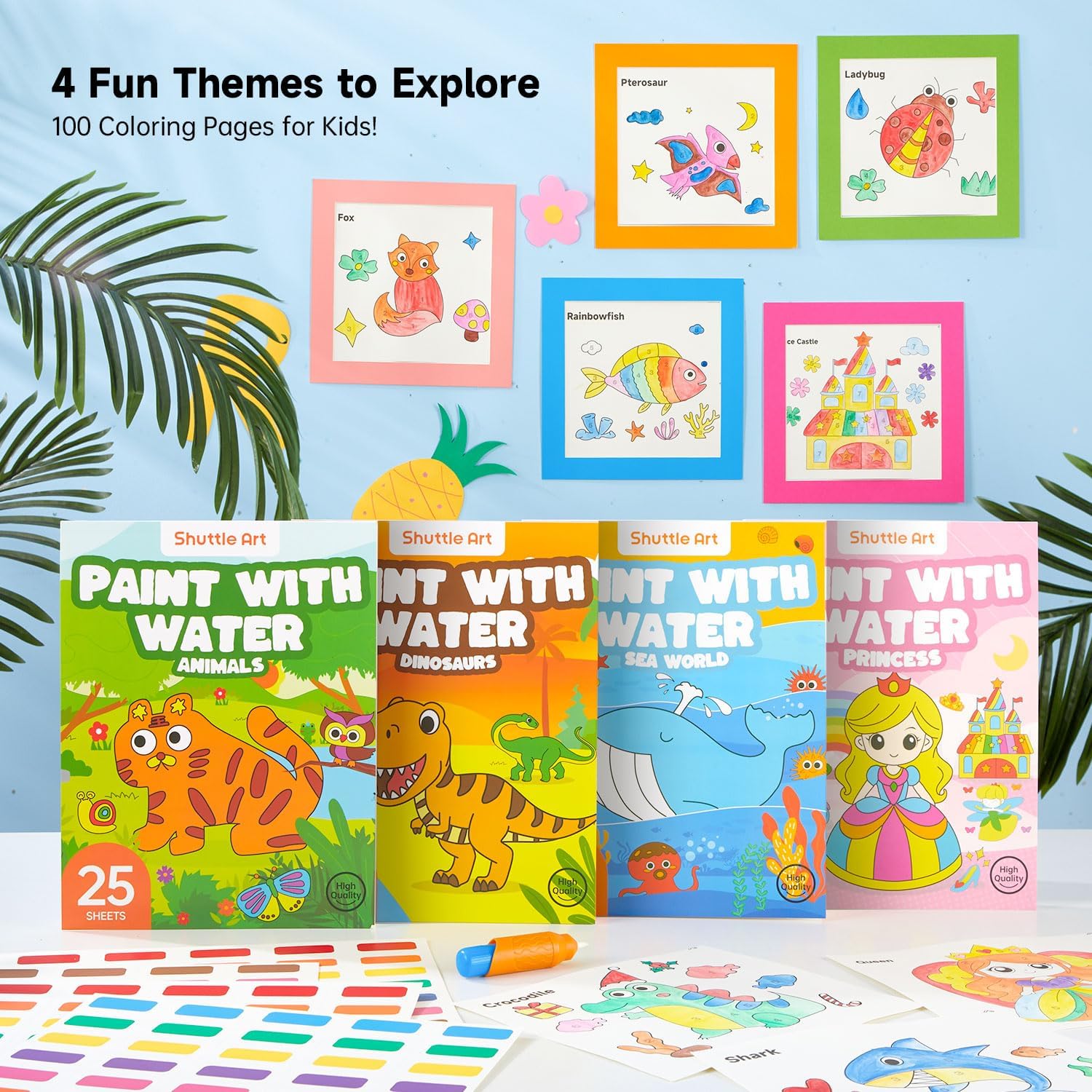 Shuttle Art Paint with Water Sea Worlds page prompting calming color play