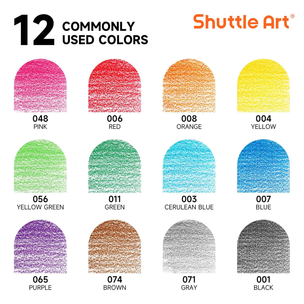 Shuttle Art pre-sharpened pencils ready for immediate drawing.