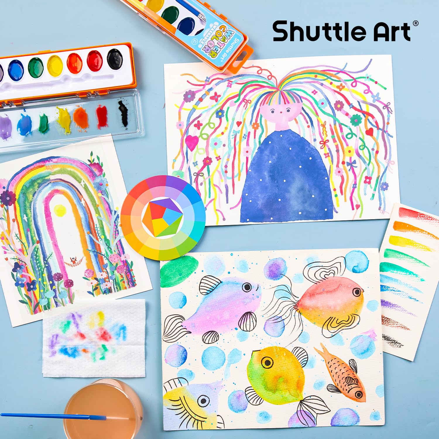 Shuttle Art rich pigments deliver vivid washes and smooth blending