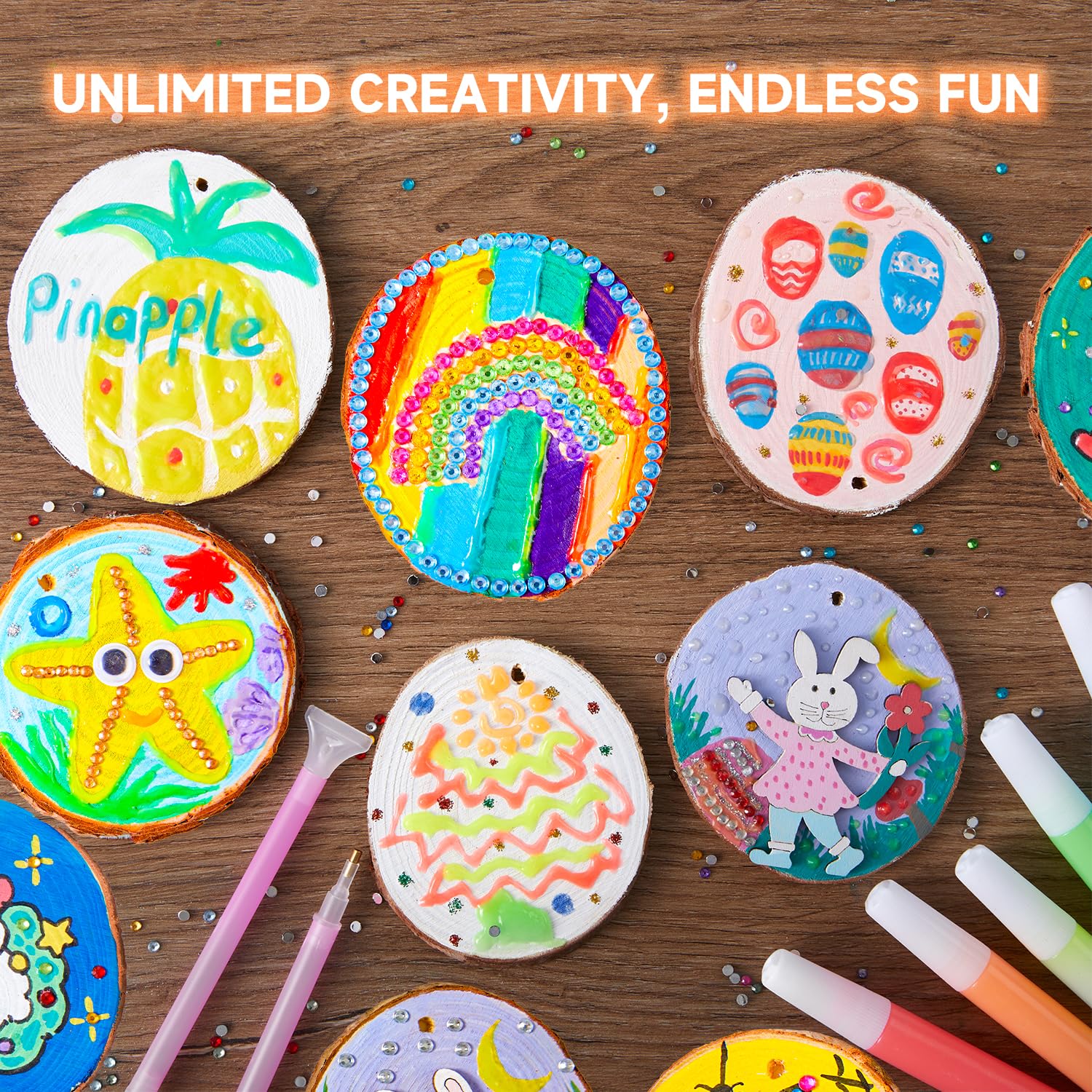 Shuttle Art stickers and wiggle eyes decorate crafts with fun detail.