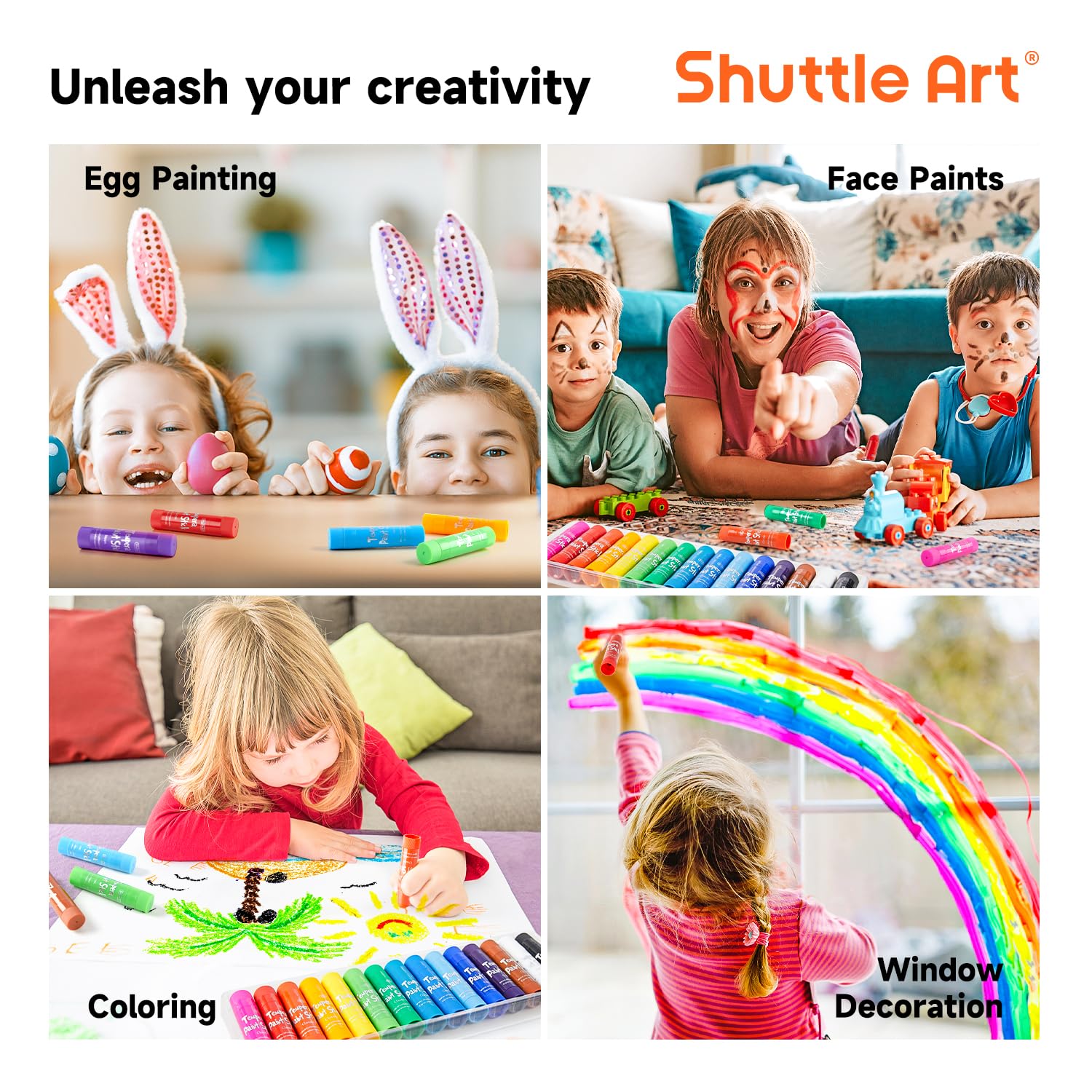 Shuttle Art Tempera Paint Sticks on canvas and other surfaces for bold art