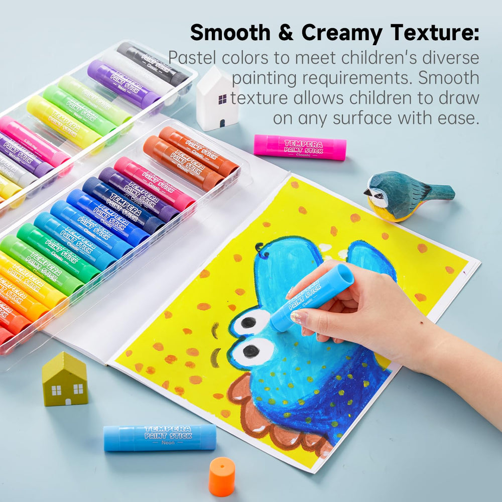 Shuttle Art washable tempera sticks clean up easily with soap and water