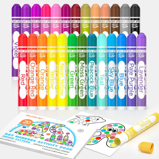 Shuttle Art Washable Dot Markers deliver vibrant colors for dot art