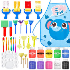 Shuttle Art Washable Finger Paint Set bottles in bright colors for easy cleanup